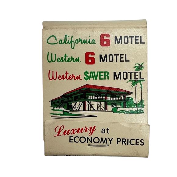 Vintage California Western 6 Saver Motel Advertising Matchbook Cover Unstruck - Picture 1 of 7